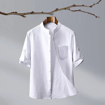 Casual V Neckline Shirt with Rounded Bottom Hem