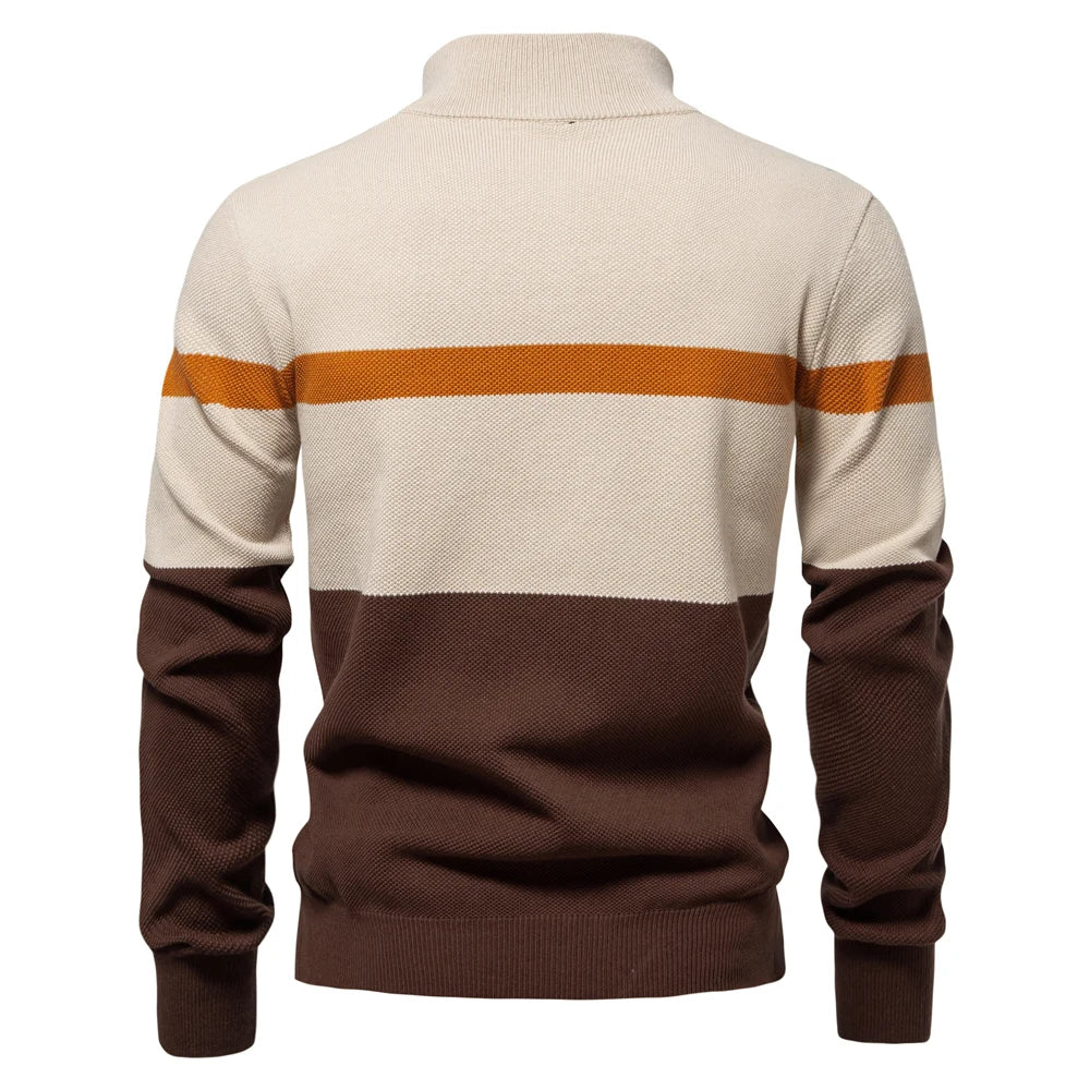 Classic Multicolor Textured Quarter Zip Sweater