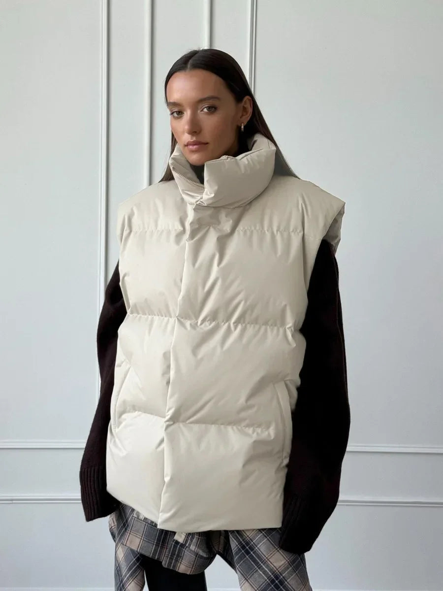 Warm Women's Padded Vest with Zip Front