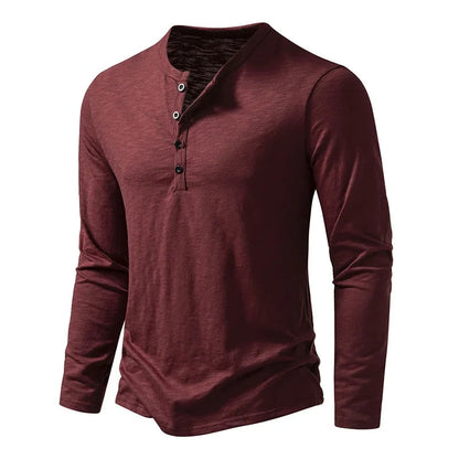 Relaxed Fit Plain Henley Shirt for Men