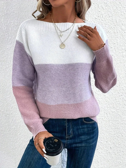 Women's Multicolor Crew Neck Sweater
