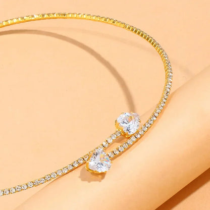 Sparkling Crystal Heart Choker Necklace