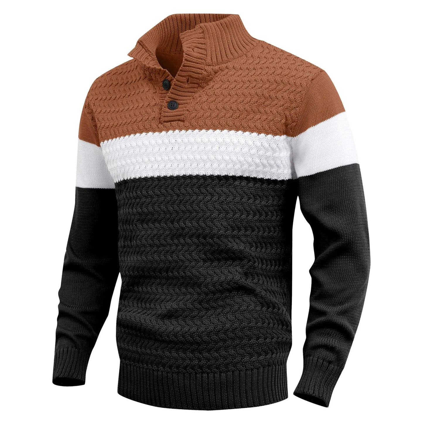 Colorful Crew Neck Cable Knit Sweater