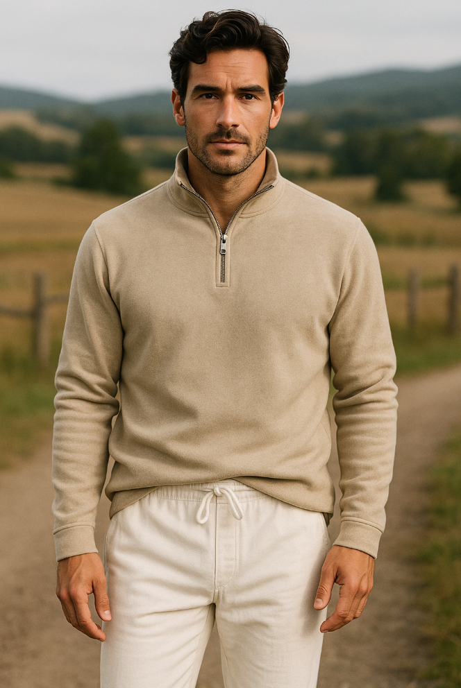 Warm Mens Fleece Quarter Zip Sweater