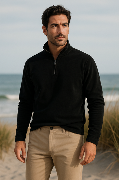 Warm Mens Fleece Quarter Zip Sweater