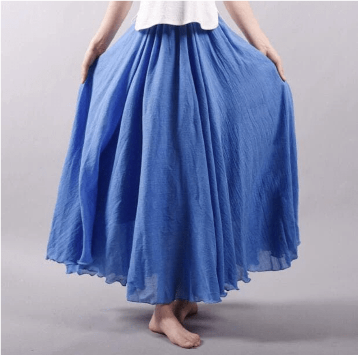 Flowy Natural Long Maxi Skirt - Olytrend