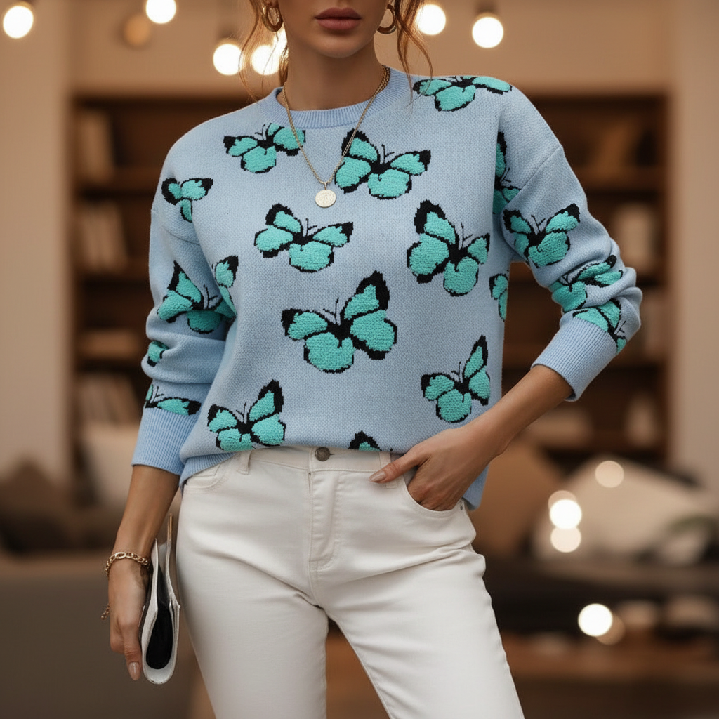 Colorful Butterfly Print Martina Top - Pexav