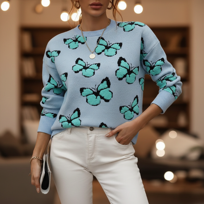 Colorful Butterfly Print Martina Top - Pexav