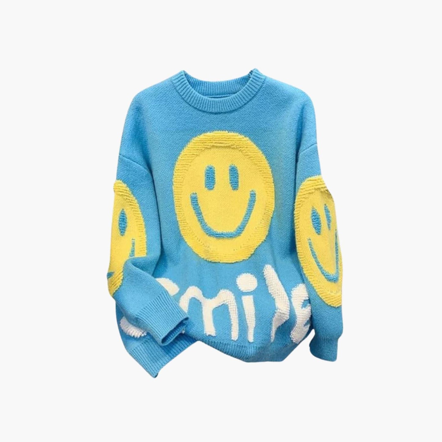 Comfy Smile Face Women's Sweater - Loose Fit Cardigan