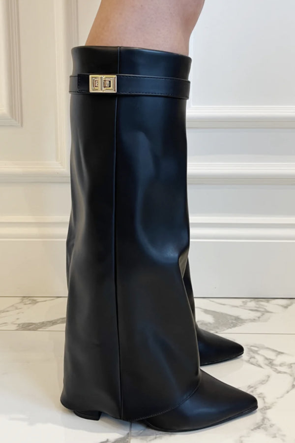 Women's Buckle High Heel Boots