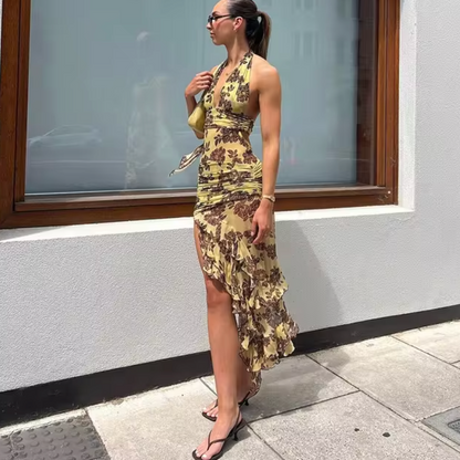 Chic Floral Halter Dress for Women - Nocini