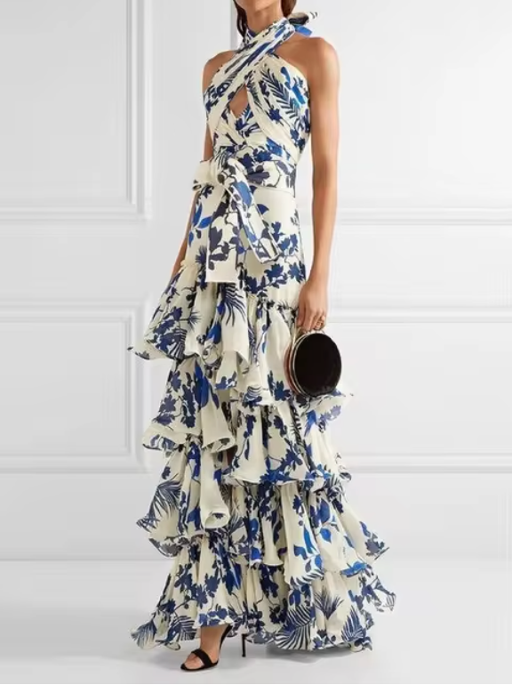 Chic Floral Halter Dress for Women