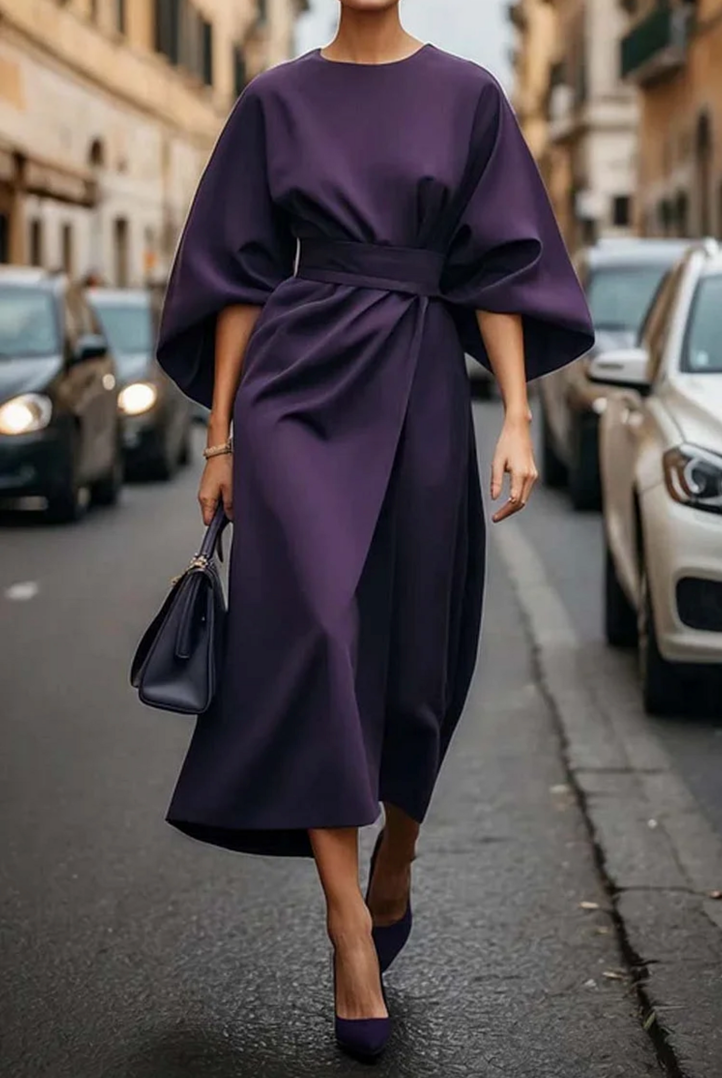 Elegant Long Sleeve Dress with Belt for Women