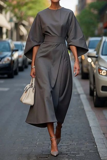 Elegant Long Sleeve Dress with Belt for Women