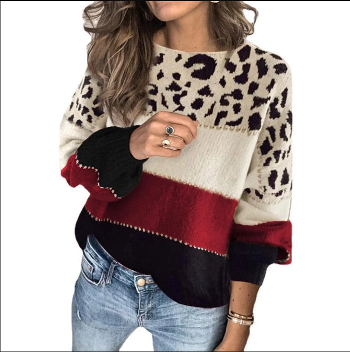 Cozy Women's Wool Sweater with Animal Print