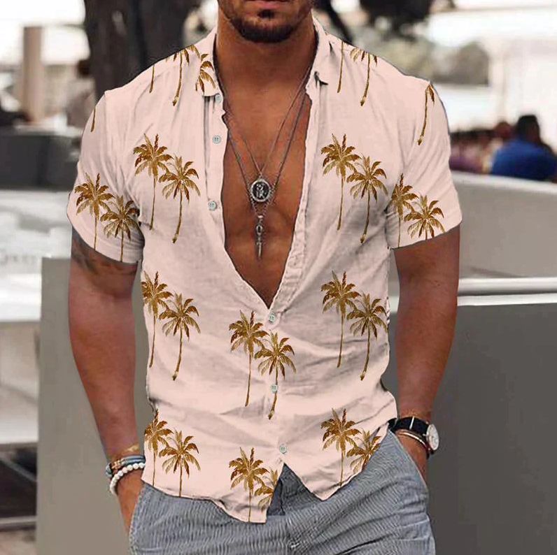 Comfortable Mens Short Sleeve Tropical Print Shirt - Nocini