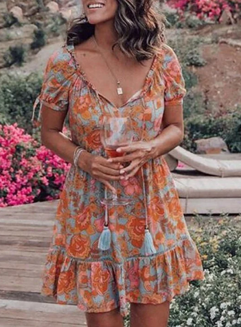 Casual Floral Fit and Flare Summer Dress - Nocini