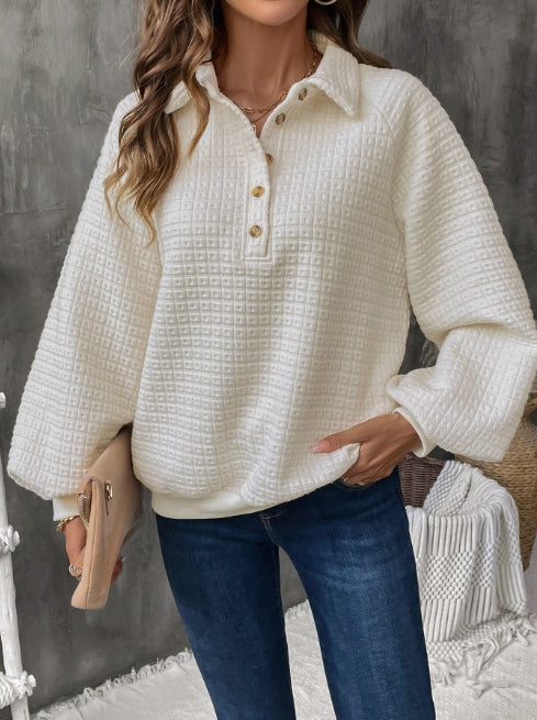 Relaxed Fit Women's Grid Knit Sweatshirt - Nocini