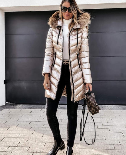 Rita | Women's Stylish Silver Padded Parka Coat