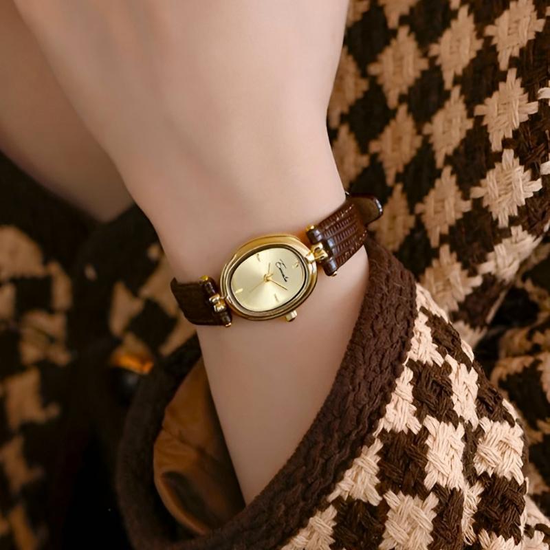 Elegant Oval Wrist Watch | Leather Strap Adjustable Watch - Nocini