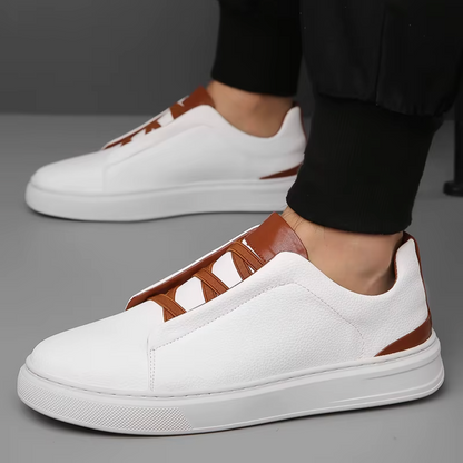 Casual Black Low Top Mens Leather Sneakers