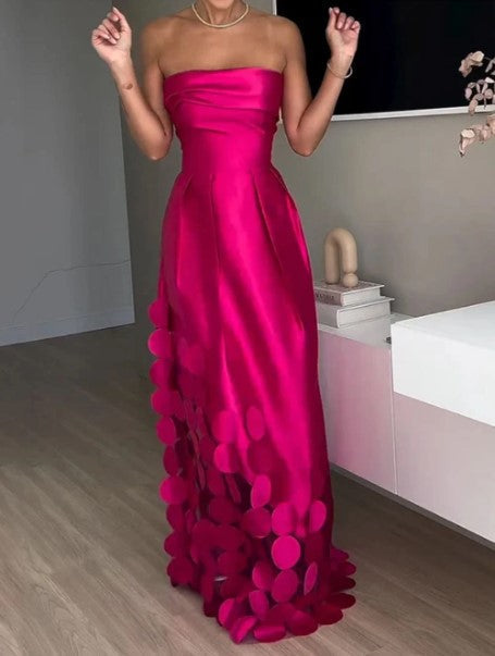 Elegant Coral Pink Party Dress - Nocini