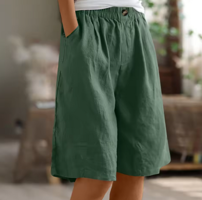 Comfortable Women's Wide Leg Knee Length Shorts with Pockets