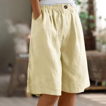 Comfortable Women's Wide Leg Knee Length Shorts with Pockets