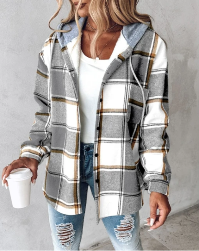 Warm Women's Plaid Hoodie Winter Coat