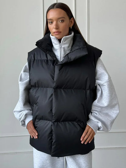 Warm Women's Padded Vest with Zip Front