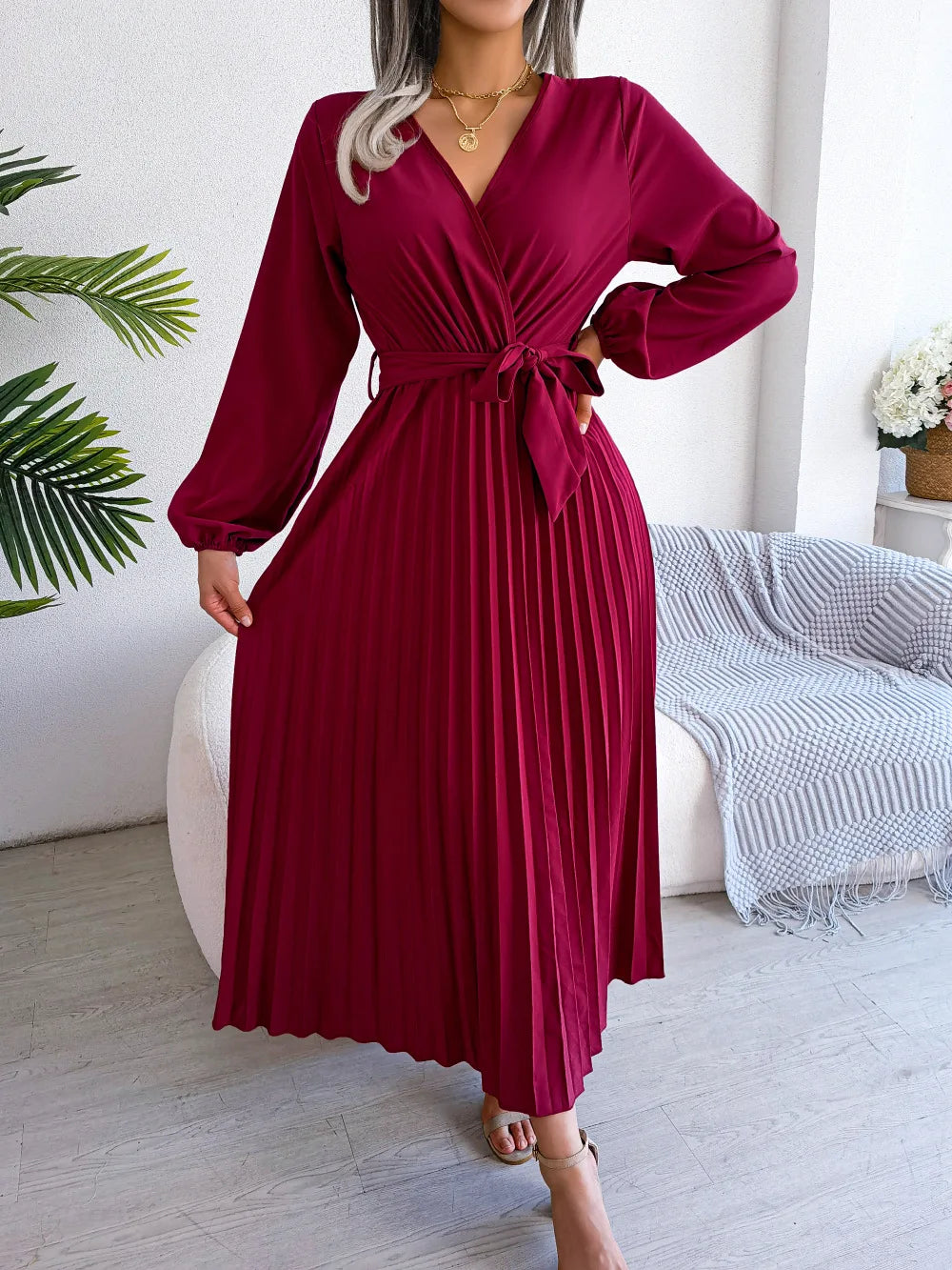 Women's Deep V-Neck Long Dress