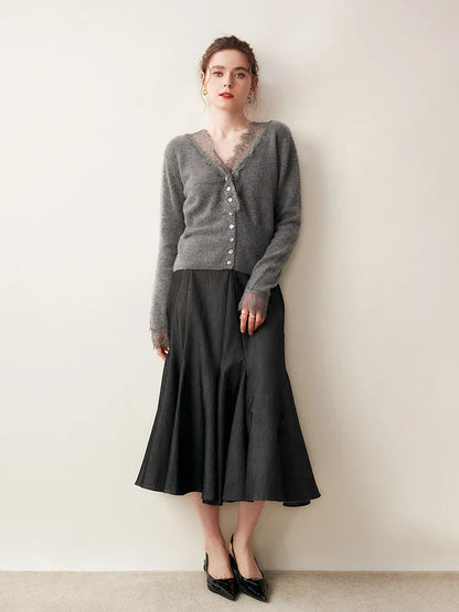 Feminine Lace Cardigan with Button Front