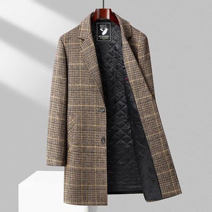 Warm Plaid Wool Winter Coat