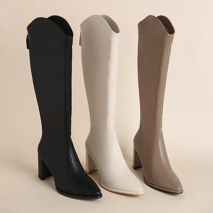 Tall Brown Leather Knee Boot