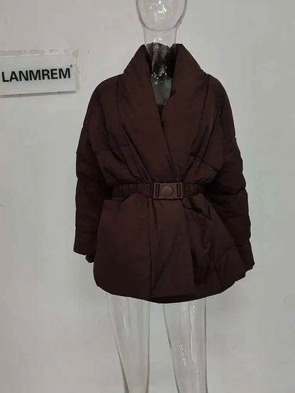 Warm Women's Puffer V-neck Winter Coat