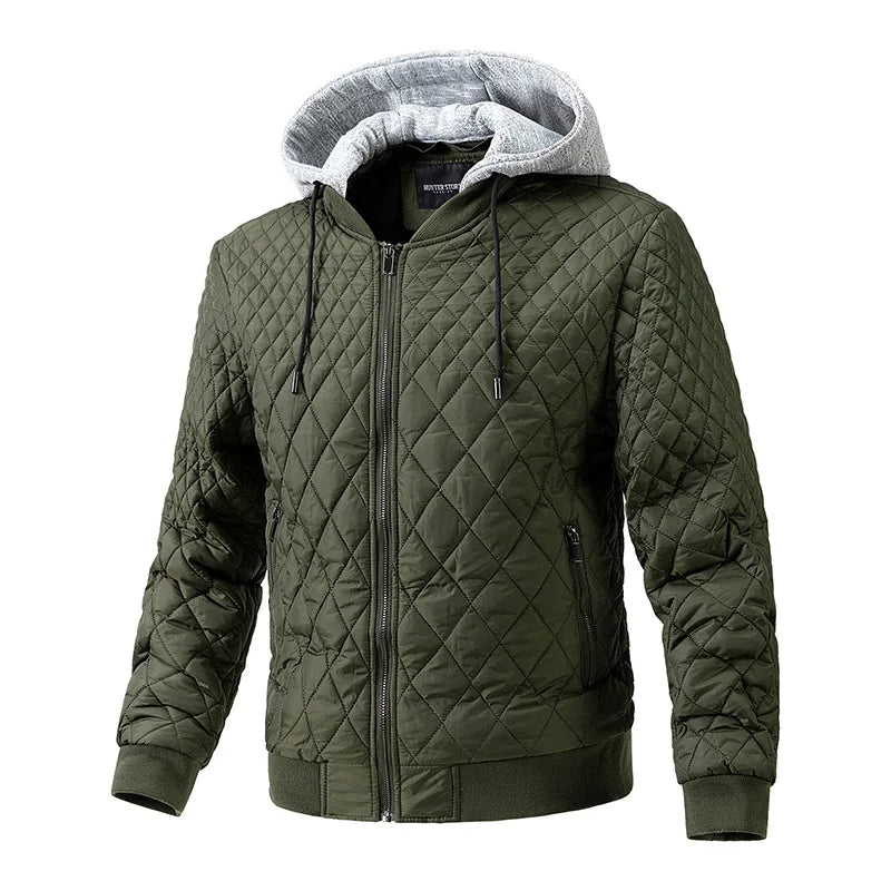 Warm Padded Bomber Jacket with Hood