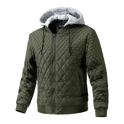 Warm Padded Bomber Jacket with Hood