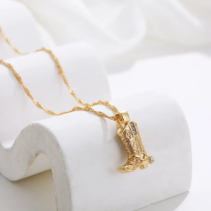 Western Style Boot Pendant Necklace - Nocini