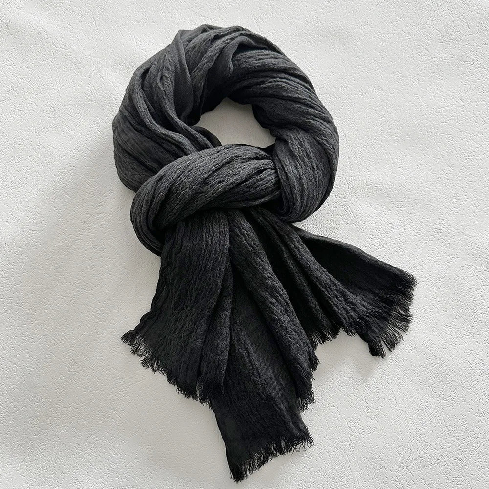 Soft Linen Lightweight Frayed Edge Scarf