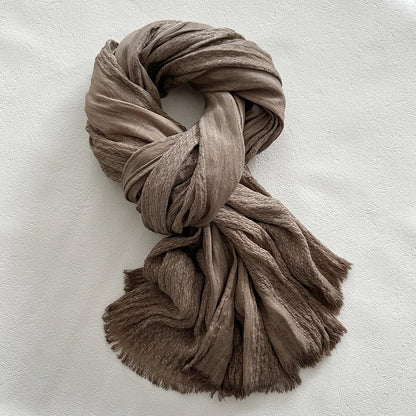 Soft Linen Lightweight Frayed Edge Scarf