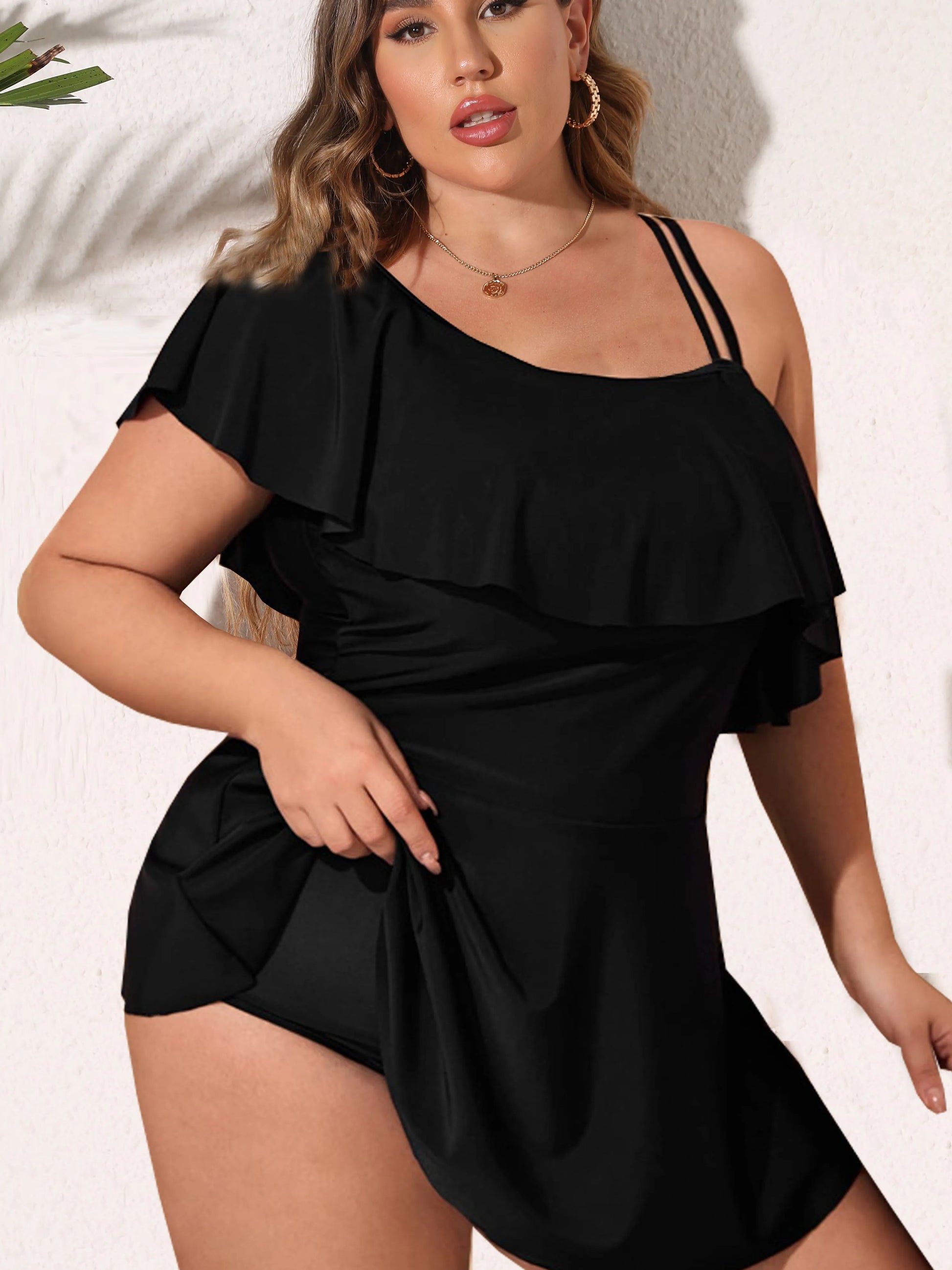 Women's Off Shoulder Dress - Chic Ruffle Detail - Elegant Comfortable - Nocini