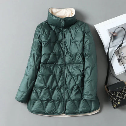 Warm Padded Down Coat with Button Pockets
