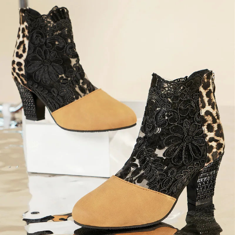 Sexy Lace UpMesh Ankle Boots