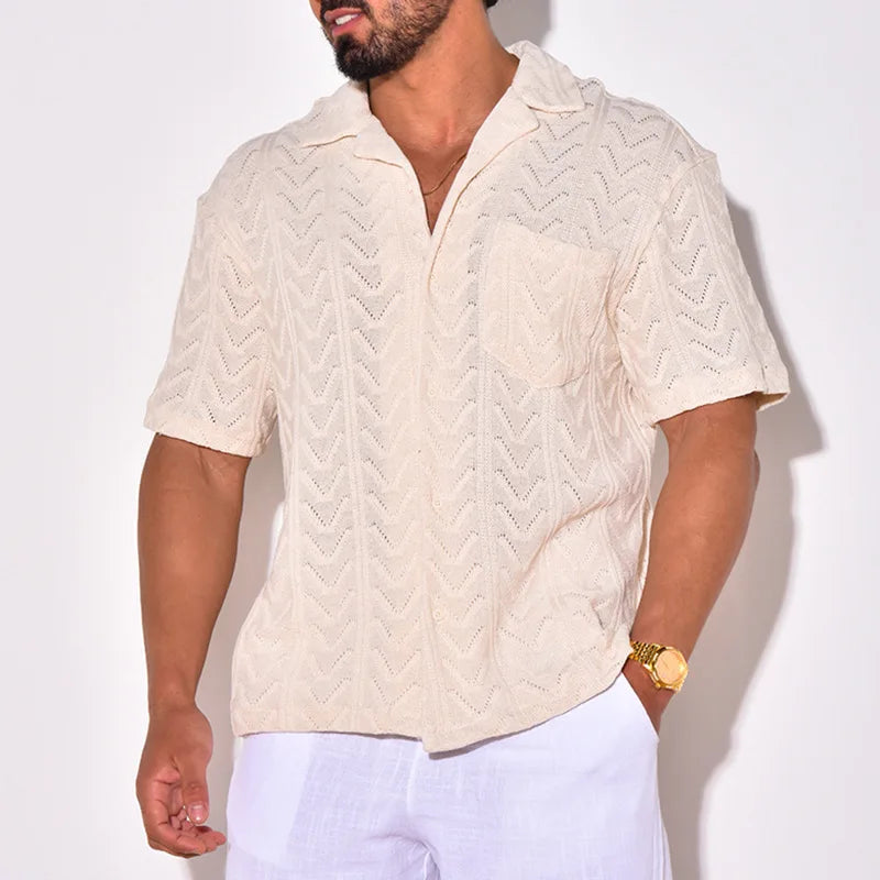 Casual Men's Short Sleeve Knit Shirt with Pocket - Nocini