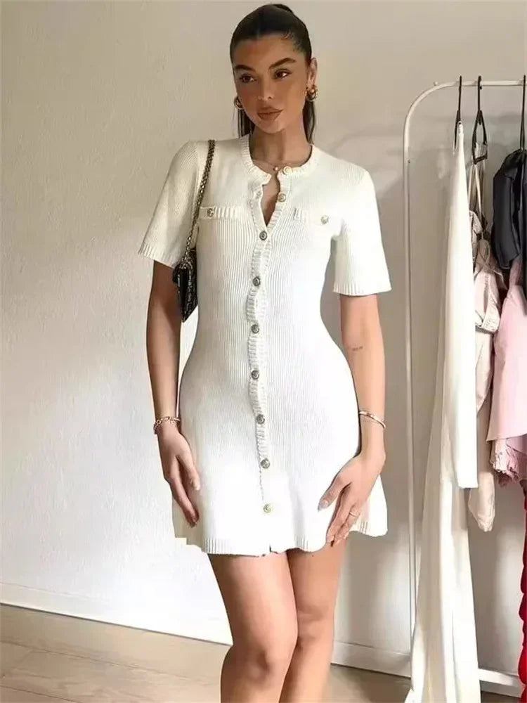 Fashionable Short Sleeved Knit Dress