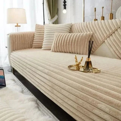 Contemporary Ribbed Sofa Cover With Non-Slip Backing
