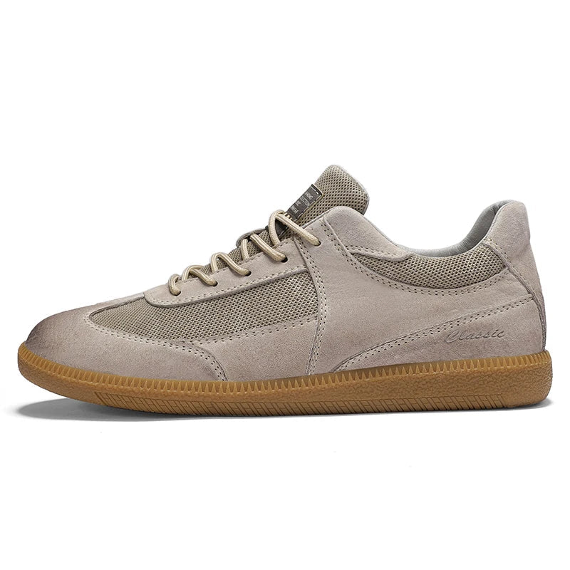Soft Suede Low Top Mesh Sneakers with Rubber Sole