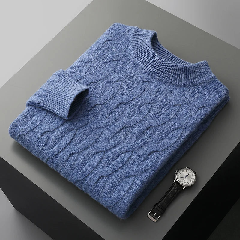 Soft Cable Knit Crew Neck Long Sleeve Sweater