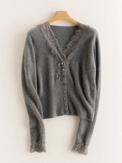 Feminine Lace Cardigan with Button Front
