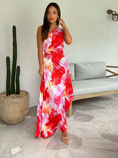 Elegant Pleated Wedding Guest Gown